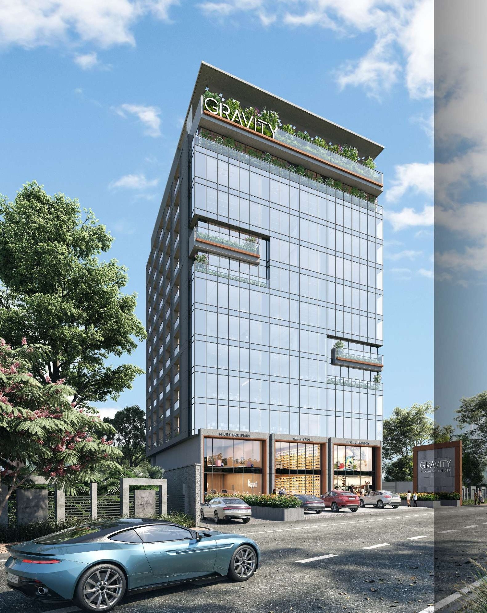 1625 Sft Showroom/ Shop for Lease / Rent at Udhna - Magdalla Road, Vesu, Surat.